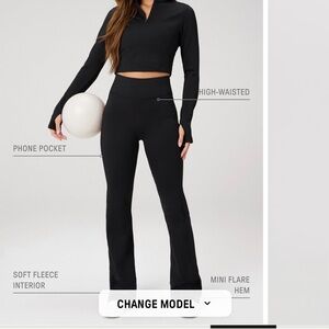 Fabletics Black Flare Pants Cold Weather Lined